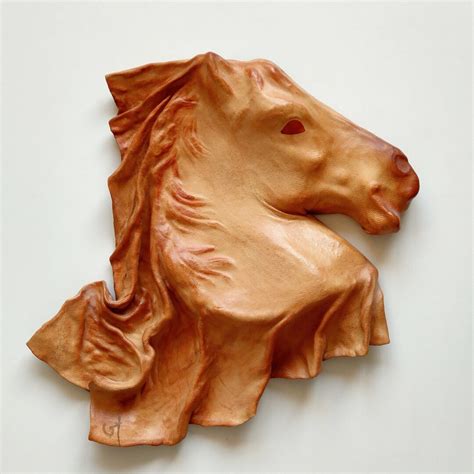 Vintage Decorative Horse Signed Leather Horse Head Leather