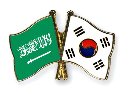 Crossed Flag Pins Saudi-Arabia-South-Korea Flags