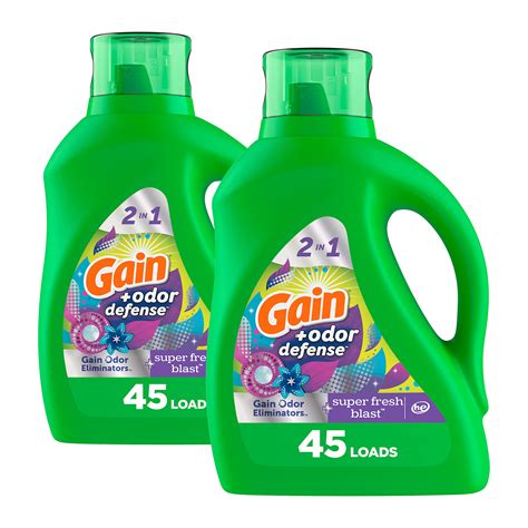 Buy Gain Odor Defense Laundry Detergent Liquid Soap 2 Pack Super