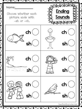 10 Ch And Sh Ending Digraph Worksheets 1st Grade Literacy Worksheets