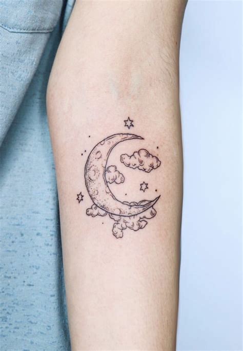 Moon And Clouds Tattoo