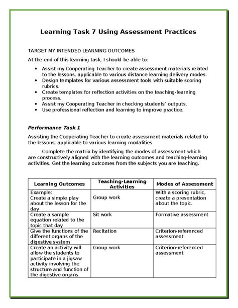 Learning Task 7 Teaching Internship Book Answers Learning Task 7