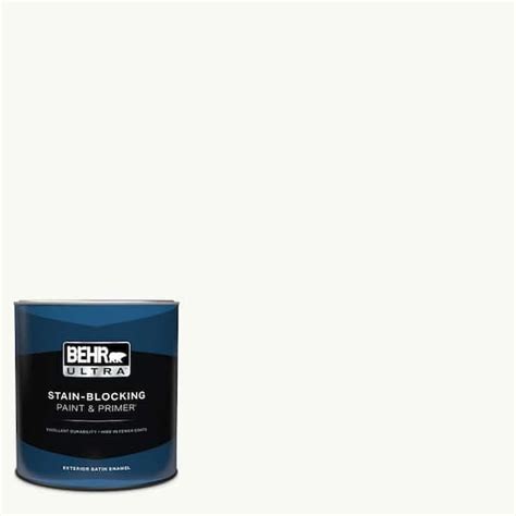 BEHR ULTRA 1 Qt PR W15 Ultra Pure White Satin Enamel Exterior Paint