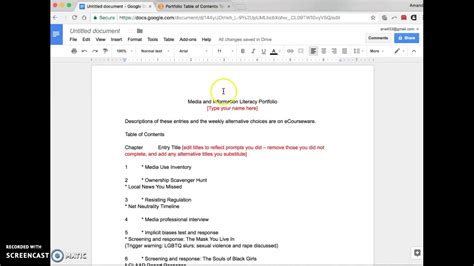 Writing Portfolio Template Google Docs