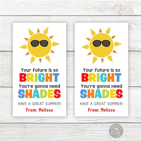 Your Future is so Bright You're Gonna Need Shades Gift Tag, EDITABLE