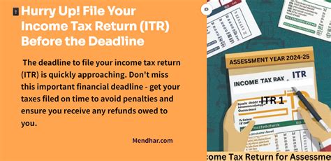 Hurry Up File Your Income Tax Return Itr Before The Deadline