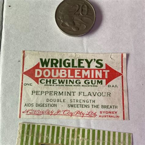 Vintage Labels Wrigleys Juicy Chewing Gum Double Mint Sydney Chewy 20