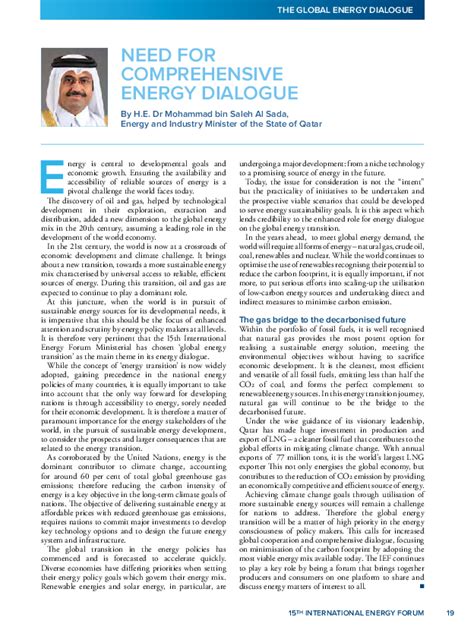 Need For Comprehensive Energy Dialogue FIRST Strategic Insight