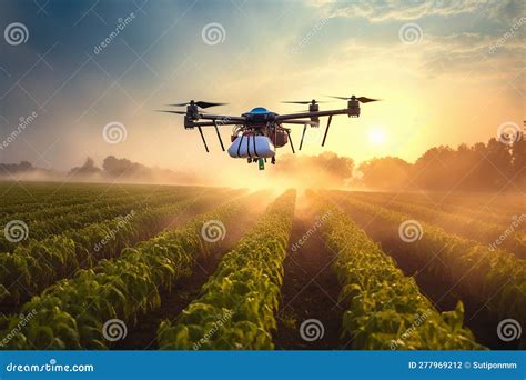 Agricultural Drones Fly In Corn Fields To Fertilize With Ai Generator