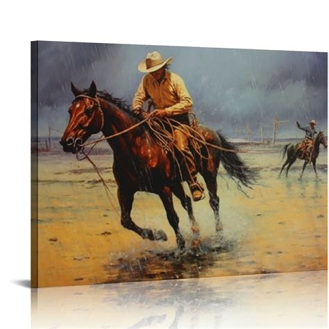 COMIO Western Cowboy Wall Art Canvas Frederic Remington Prints Classic