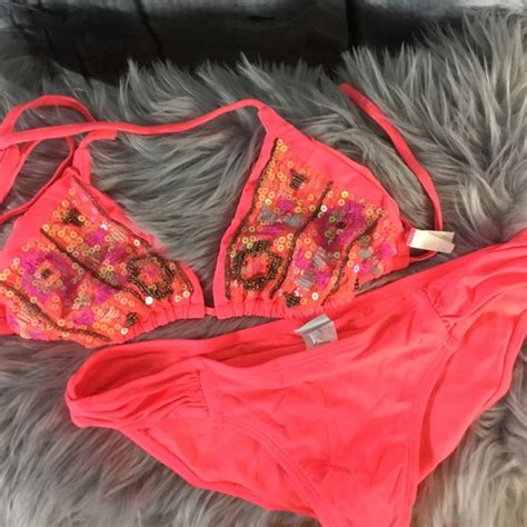 Hot Water Swim Hot Pink Triangle Embellished Bikini Poshmark