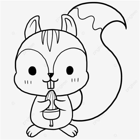 Squirrel Animal Cartoon Doodle Kawaii Anime Coloring Page Cute ...