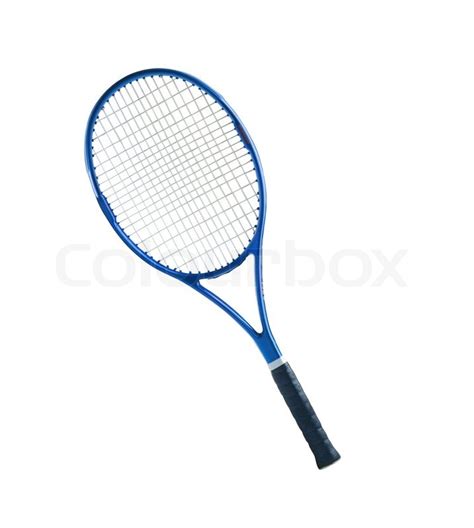 Blue tennis racket isolated white background | Stock Photo | Colourbox