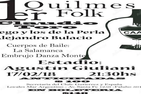 Se Viene La Primera Edici N Del Quilmes Folk Rafaela Noticias