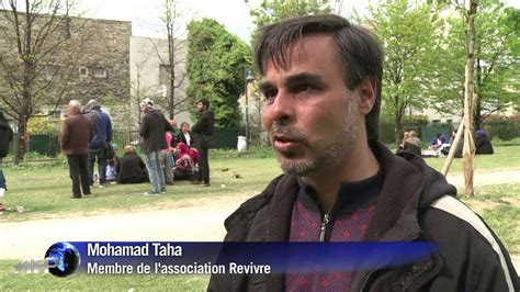 Saint Ouen des réfugiés syriens subsistent dans un parc Vidéo