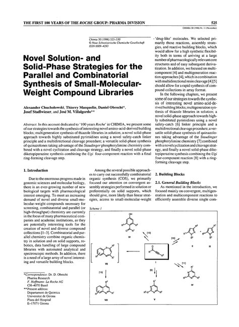 Pdf Novel Solution And Solid Phase Strategies For The Parallel And