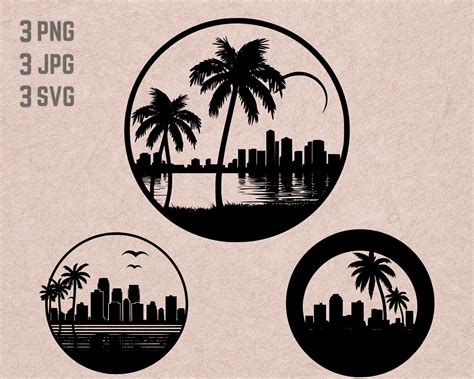 Miami Skyline SVG Designs, Miami Logo, Miami Skyline Vector, Skyline