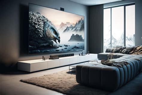 Premium Photo Big TV Wall Screen In Modern Living Room Television Set