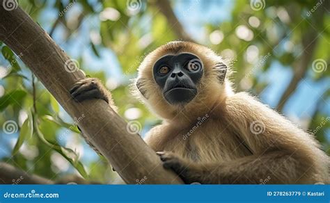 Hainan Gibbon Climbs a Tree Stock Illustration - Illustration of wildlife, species: 278263779