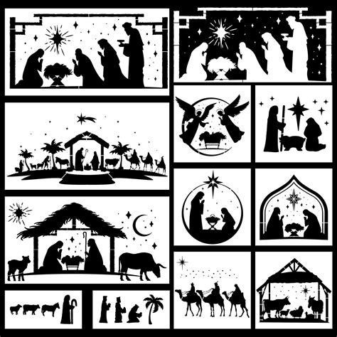 Buy 11 Pieces Christmas Nativity Scene Stencils Nativity Of Jesus