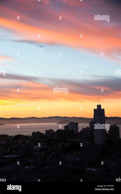 San Francisco Skyline at Sunset Stock Photo - Alamy