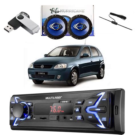 Kit Radio Alto Falante Pendrive E Antena Corsa Hatch Submarino