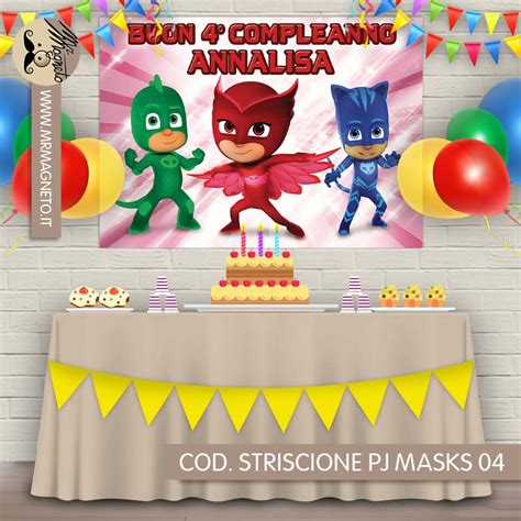 Striscione Pj Mask Super Pigiamini 04 Carta Cm 140x100 Personalizzato