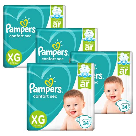 Kit Fralda Pampers Confort Sec Tamanho Xg Com 136 Unidades Escorrega