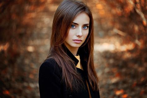 Brunette Nataly Women Face Portrait Redhead Blue Eyes Ann Nevreva