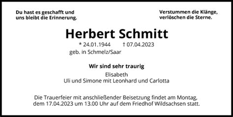 Traueranzeigen Von Herbert Schmitt Trauer Rheinmain De