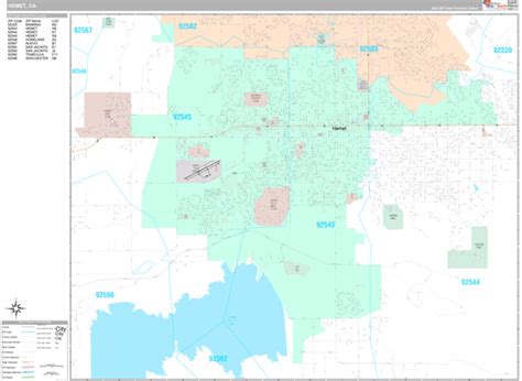 Hemet California Wall Map (Premium Style) by MarketMAPS - MapSales