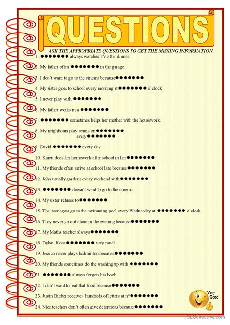 Questions in the present simple with…: English ESL worksheets pdf & doc 
