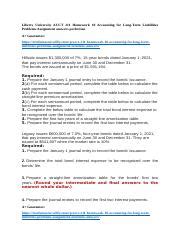 Liberty University ACCT 211 Homework 10 Accounting For Long Term