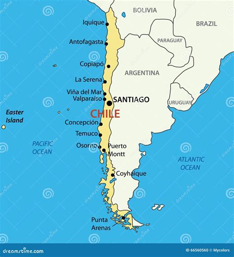 Republiek Chili - kaart vector illustratie. Illustration of land - 66560560