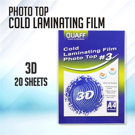 QUAFF Photo Top Cold Laminating Film A4 Size 20sheets Pack Shopee