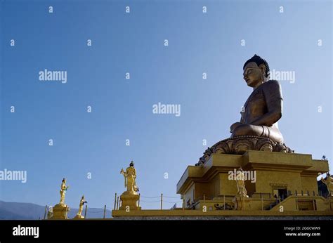 Side view of the Great Buddha Dordenma statue, a gigantic statue of ...