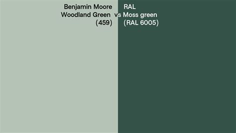 Benjamin Moore Woodland Green 459 Vs RAL Moss Green RAL 6005 Side