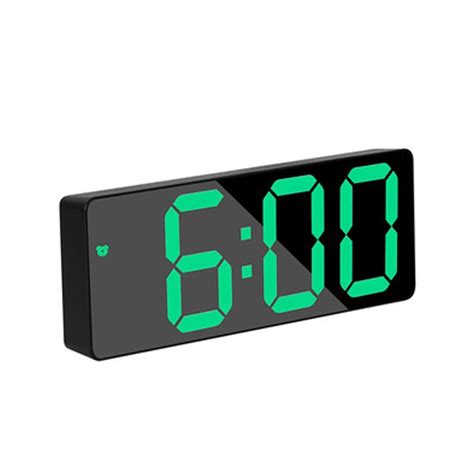 Led Mirror Table Clock Digital Alarm Snooze Display Time Desktop