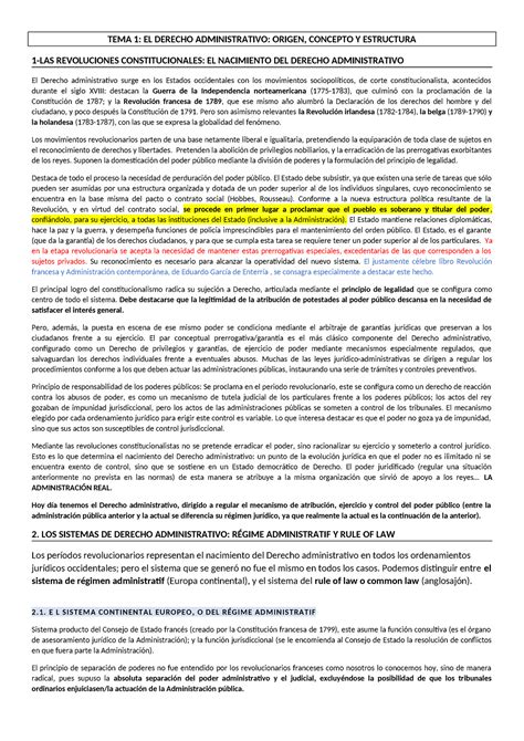 Tema 1 Manual Adminstrativo Tema 1 El Derecho Administrativo Origen