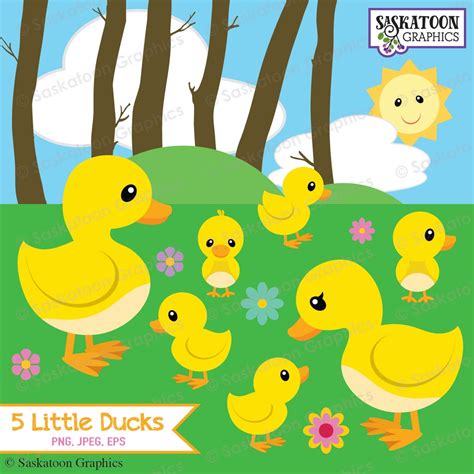 Five Little Ducks Went Out To Play Clipart Instant Download Etsy