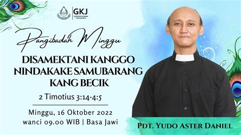 Pangibadah Minggu Oktober Gkj Gondokusuman Wib Basa