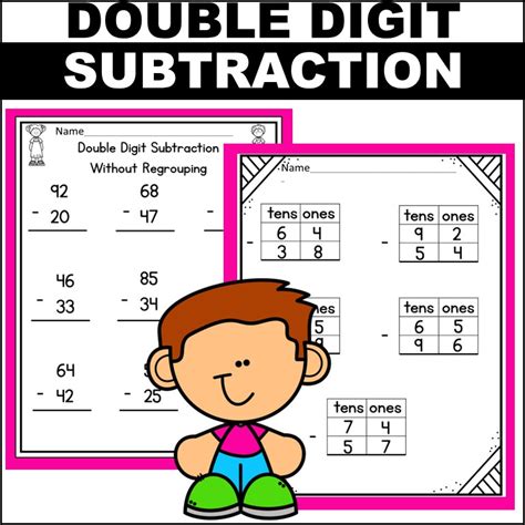 Second Grade Double Digit Subtraction With Regrouping Activity Sheet