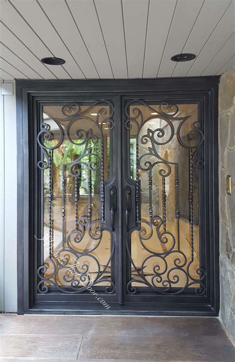 Decorative Scroll Wrought Iron Double Entry Doors Universal Iron Doors