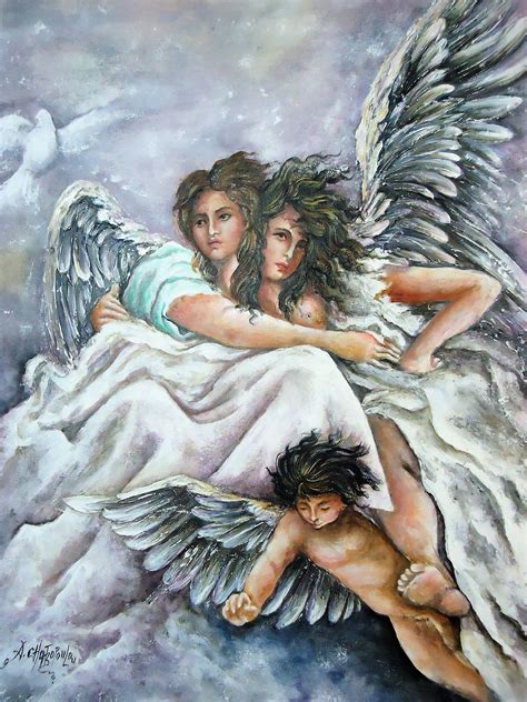 Three Angels Original Angel Painting Acrylic Painting on - Etsy