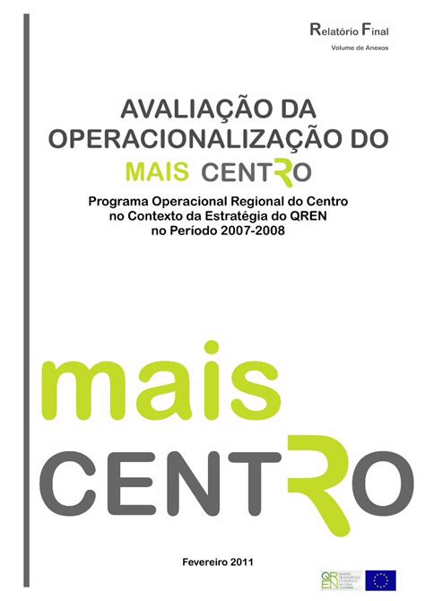 PDF Relat rio Final Anexos doc QREN Quadro de Referência