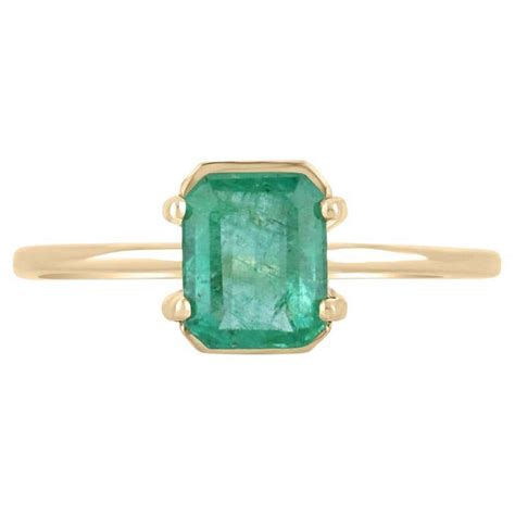 120cts 14k Natural Emerald Emerald Cut Solitaire Gold Prong Ring For Sale At 1stdibs