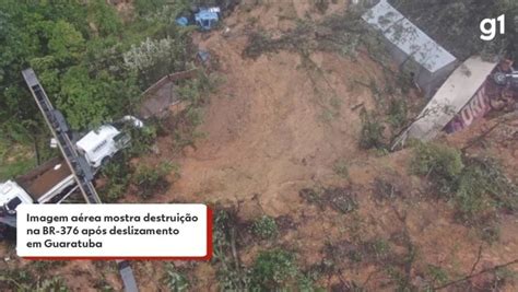 Imagem aérea mostra destruição na BR 376 após deslizamento em Guaratuba