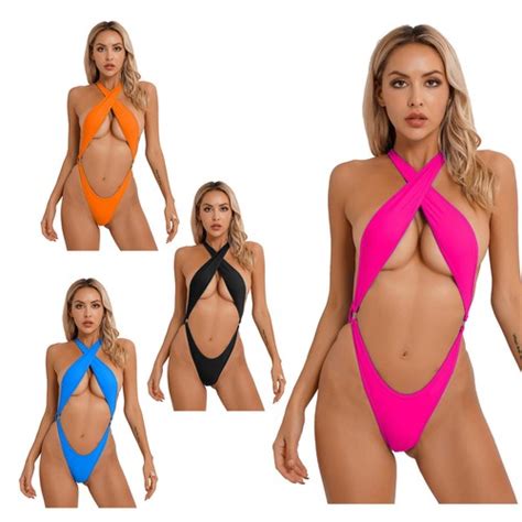 High Cut Sexy One Piece Bikini Thong Swimsuit Monokini Swimwear Leotard Bodysuit Ebay