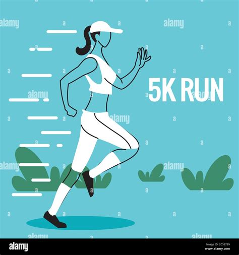 Woman Avatar Running And 5k Run Vector Design Design Marathon Athlete