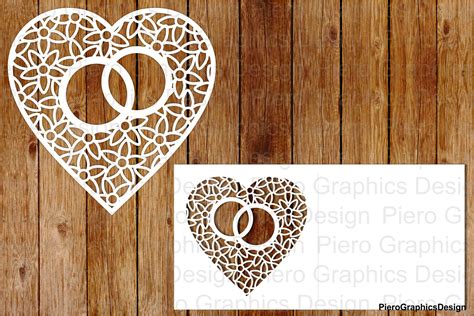 Heart With Wedding Rings Svg Files For Silhouette Cameo And Cricut By